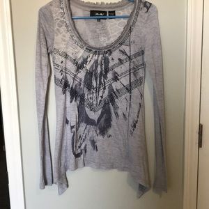 Miss Me blue/gray long sleeve top